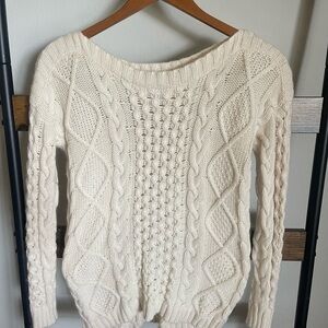 Madewell Cream Crew Neck Cable Knit Sweater